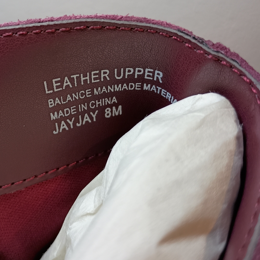 Violet & Red Jay Jay Burgundy Suede Wedge Booties Size 8 Leather Upper NWT - Picture 7 of 12